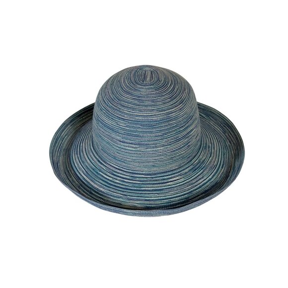 Wallaroo Wide Brim Sun Hat Rolled Ombre Blue UPF Protection Packable Vacation - Picture 9 of 13